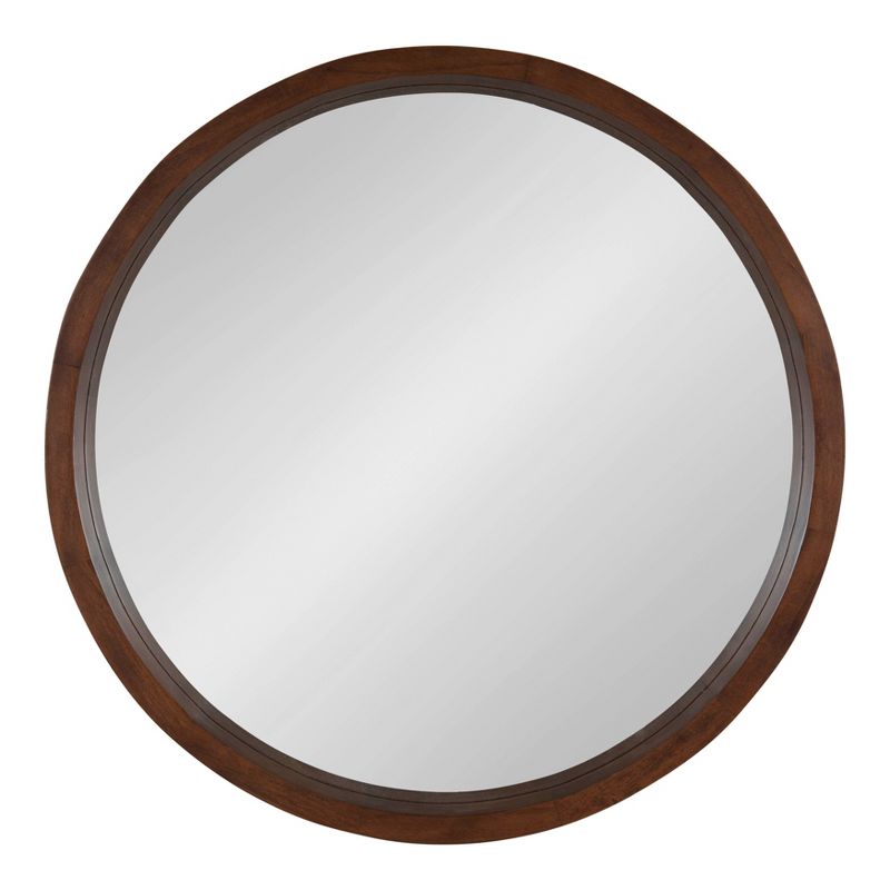 22&#34; x 22&#34; Hutton Round Wood Wall Mirror Walnut Brown - Kate and Laurel, 3 of 12