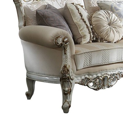 Picardy Floral Fabric 84'' Sofa with Antique Pearl Wood Frame