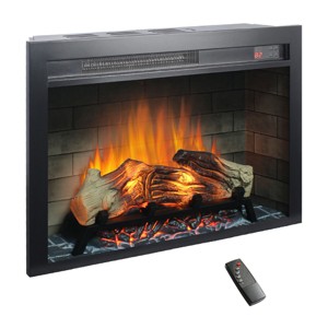 Syemin Indoor Fireplaces Fireplace TV Stand Entertainment Center Electric Fireplace TV Table for 28" TV Media Console Cabinet, Black, 28"*5.4"*20" - 1 of 4