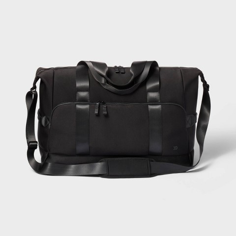 All In Motion Faux Neoprene Weekender Bag Travel Carry On - All In Motion™ Black