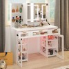 FUFU&GAGA Large Makeup Mirror Removable Storage Adjustable Light Vanity Table White - 2 of 4