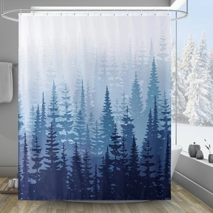 LunaLulinlk Blue Forest Fabric Shower Curtain, 72"x 72" - 1 of 4
