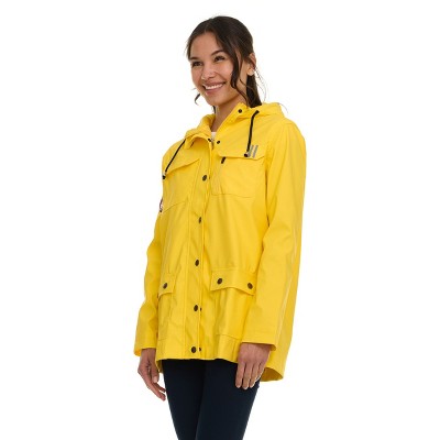 Canada Weather Gear Women's Waterproof Rain Coat with Hood – Lightweight Outdoor Rain Jacket with Front Pockets & Snap Closure