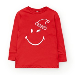 SmileyWorld Santa Hat Outline - Toddler Long Sleeve Graphic Tee and Youth Long Sleeve Graphic T-Shirt - 1 of 3