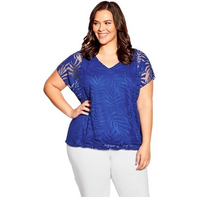 Avenue Women's Plus Size Elora Burnout Top