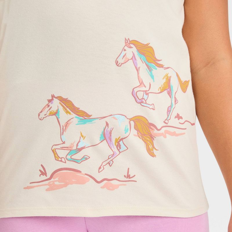 Girls' Short Sleeve 'Running Horses' Graphic T-Shirt - Cat & Jack™ Beige, 3 of 5