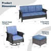 SUGOLD 6-Piece Wicker Patio Conversation Set with 3-Seat Sofa, 2 Swivel Rocking Chairs, 2 Ottomans, Side Table, Comfortable Blue Cushions - 2 of 4