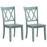 Costway Set of 2 Wood Dining Chair Cross Back Dining Room Side Chair Mint Green Home Kitchen