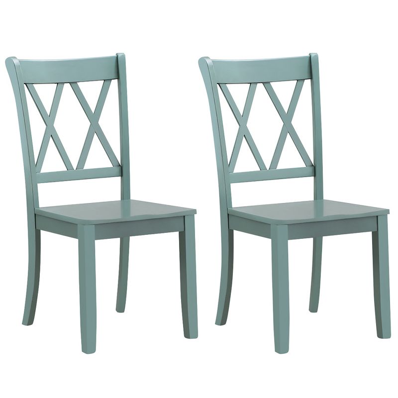 Costway Set of 2 Wood Dining Chair Cross Back Dining Room Side Chair Mint Green Home Kitchen, 1 of 10