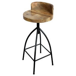 The Urban Port 30-35" Industrial Style Adjustable Swivel Stool with Backrest and Height Options Brown/Black - 1 of 4