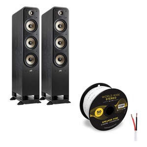 Polk Audio Signature Elite ES60 Hi-Fi Home Theater Floorstanding Speaker Pair with 14 Gauge Speaker Wire - 50 Feet - 1 of 4