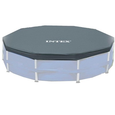 Intex 28031E 12 Foot Round Frame Set Easy Above Ground Swimming Pool Debris Cover with Tie-Down Ropes and Drain Holes, (Pool Sold Separately)