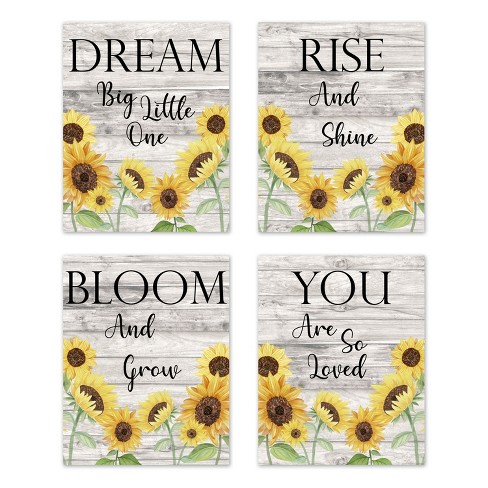 Sweet Jojo Designs Girl Unframed Wall Art Prints For Décor Sunflower ...