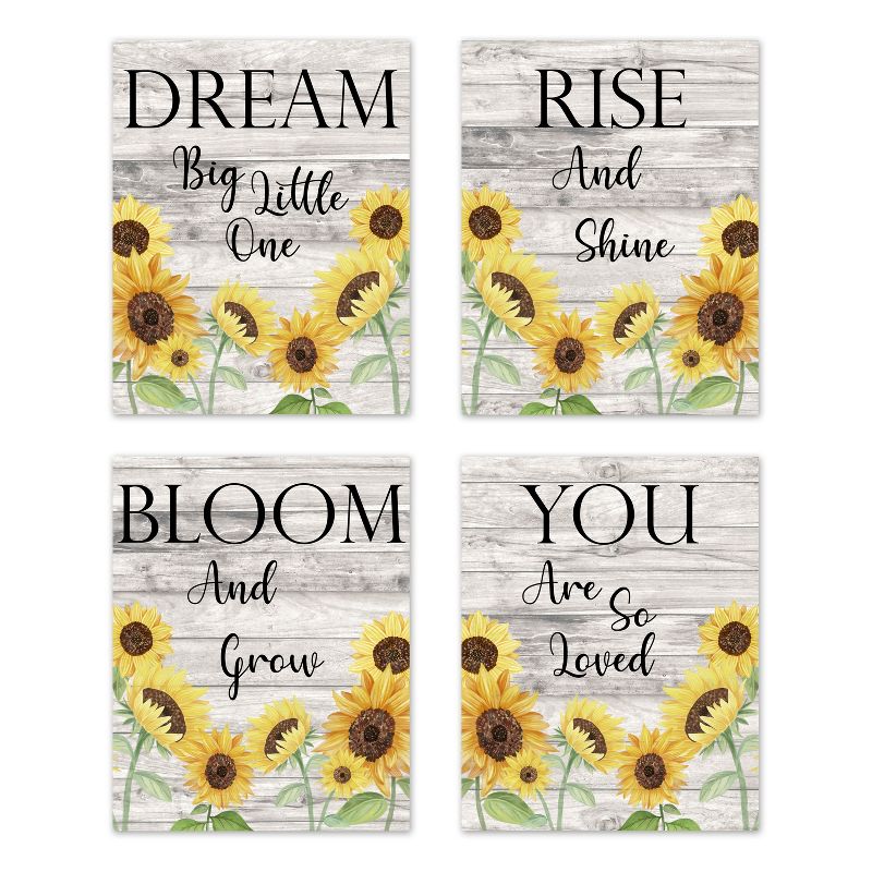 Sweet Jojo Designs Girl Unframed Wall Art Prints for Décor Sunflower Yellow Brown and Grey 4pc, 1 of 6