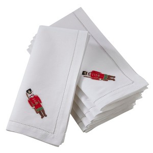 Saro Lifestyle Embr'd Soldier Hemstitch Napkin, 20" Square, White (Set of 6) - 1 of 3