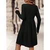 Womens Long Sleeve Fall Dresses with Pockets 2025 Ribbed Knit Casual Crew Neck Knee Length Sweater Dress - 3 of 4