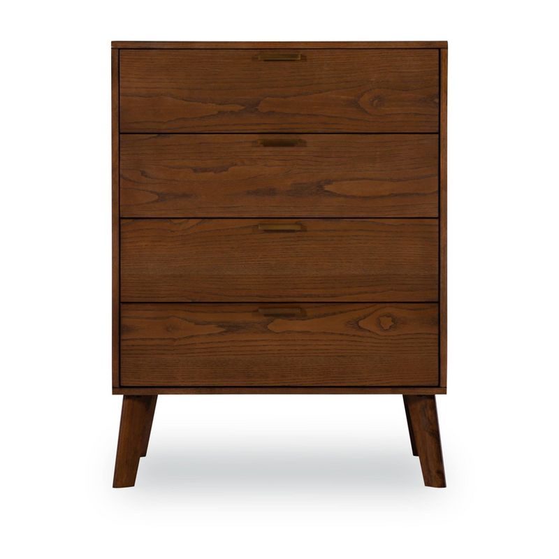 Reid Mid-Century Modern 4 Drawer Wood Chest Dresser Walnut - Linon, 2 of 14