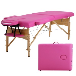 FDW Massage Table 73 Inch Heigh Adjustable 2 Fold Portable Massage Table W/Sheet Cradle Cover 2 Bolster Hanger Facial Salon Tattoo Bed - 1 of 4