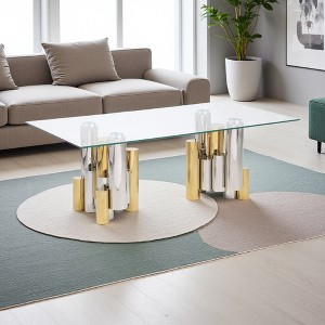 48" Stainless Steel Clear Glass Coffee Table - 1 of 4