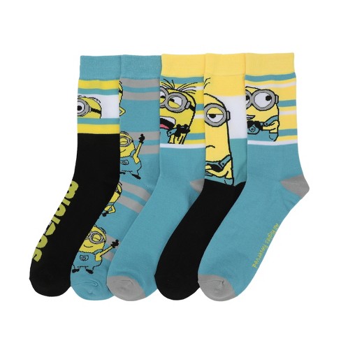 3 PAIR Despicable Me Minions Kids Socks 6-8.5 Shoe 10.5-2.5 NEW