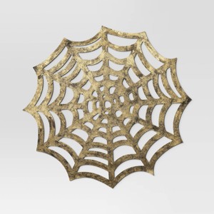 Faux Leather Charger Placemat - Threshold™: Black Spiderweb Design, Halloween Decor, 15"x15" Novelty Shape - 1 of 3
