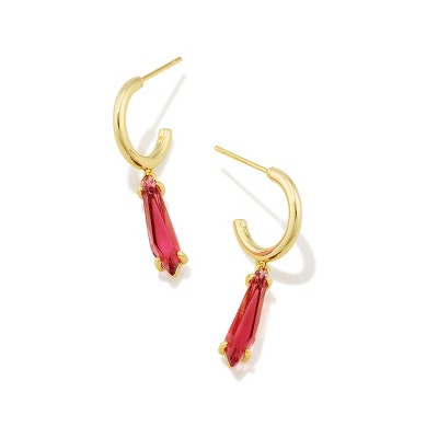 Orecchini Kendra Scott Indie Huggie In Oro 14 Carati Su Ottone Con Vetro Dicroico Iridescente &ndash; Eleganti E Originali