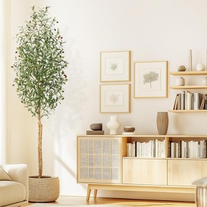 Whizmax 5/6/7ft Artificial Olive Trees - Faux Silk Plants in White Planters with Wood Trunk & Moss, for Home/Office Decor, 1/2 PCS - 1 of 4