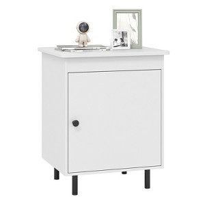 Tangkula Nightstand Mid Century Modern End Table w/Door Heavy-Duty Metal Legs for Bedroom - 1 of 4