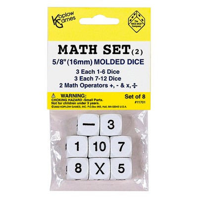 Koplow Games Whole Number Dice, Set of 8, 4 Packs