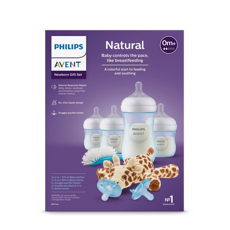 Philips Avent Natural Baby Bottle with Natural Response Nipple - Baby Gift Set With Snuggle - Blue - 8pc, 3 of 30