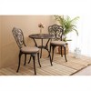 SKRAN Set of 3 Outdoor Table and Chair Set ,Rust-Resistant Cast Aluminum Patio Bistro Set with Brown Cushion for Patio, Balcony, Garden, Black - 4 of 4