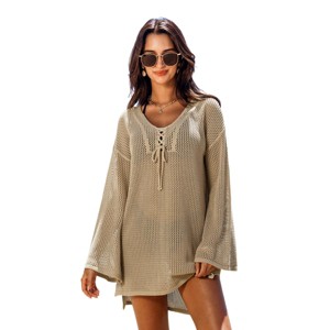 Women's Airy Knit Beach Cover Up Dress - Cupshe - 1 of 4