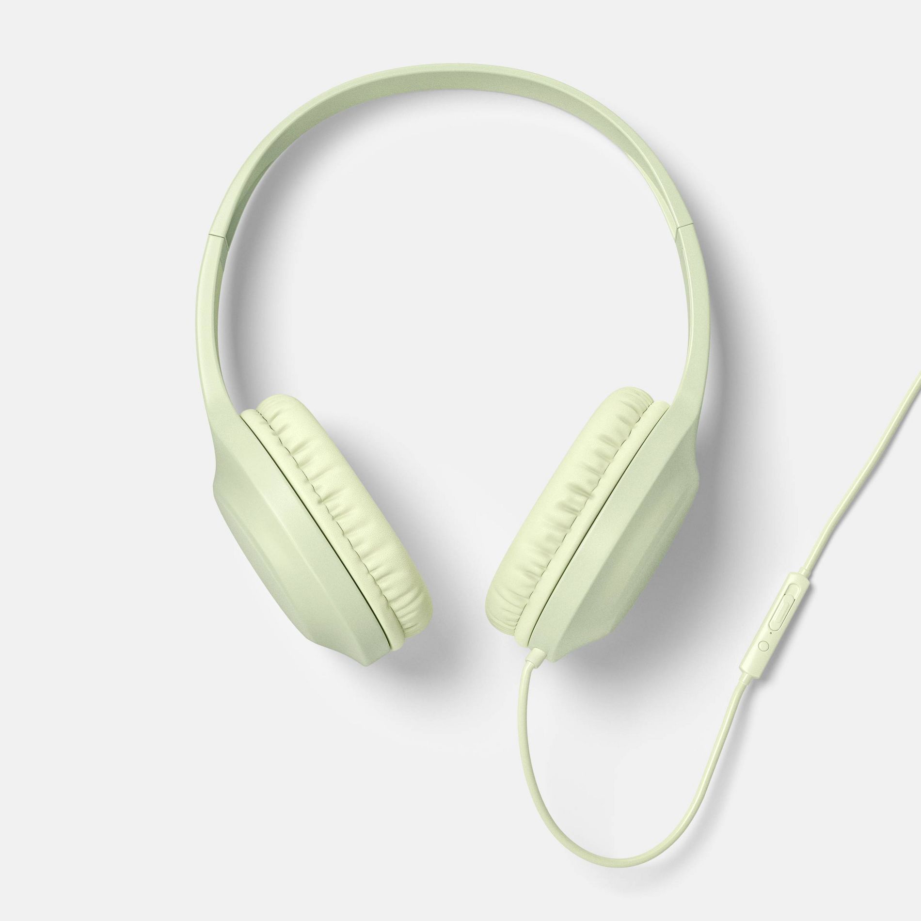 Wired On-Ear Headphones - heyday™ Matcha: Lightweight w/ Mic & 3.5mm Jack