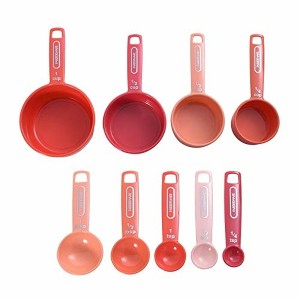 Farberware 9-Piece Measuring Cups & Measuring Spoons Set - BPA-Free Plastic, Dishwasher Safe Nesting Measuring Tool - (Coral Ombre) - 1 of 4