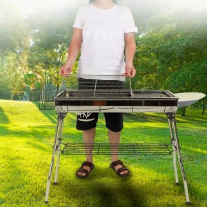 SEVOBAL Outdoor Grills, Griddles and Smokers Foldable Outdoor BBQ Set with Non Stick Pan, Accessories for Camping, Picnics, Silver, 30.3"*11.17"*7.5" - 1 of 4
