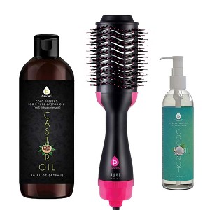 Hair Strengthening Bundle: Pursonic Fractionated Coconut Oil, One-Step Hair Dryer & Volumizer Brush, and Cold-Pressed Castor Oil - 1 of 4