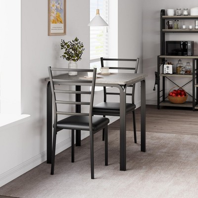 3-Piece Dining Table Set for 2 - Small Space Kitchen Table & Chairs with Metal Frame & Wood Top
