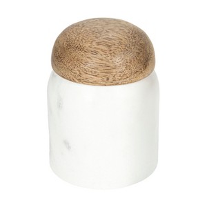 Storied Home Modern Marble Canister with Wood Lid - 1 of 4