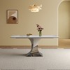 KWPZQEB 71" Luxury Marble Dining Table with Glossy Pandora Sintered Stone Tabletop, Elegant Kitchen Table w/ Stainless Steel Base for 6-8 (Table Only) - 4 of 4