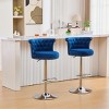 Set of 2 Velvet Swivel Bar Stools,Adjustable Counter Stools with Tufted Back,Chrome Base and Nailhead Trim for Kitchen Island-Maison Boucle - 2 of 4