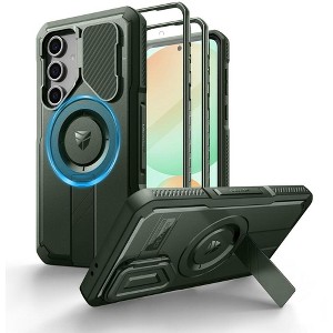Dexnor for Samsung Galaxy S24 FE Case with Camera Cover & Adjustable Kickstand & Built-in Screen Protector, Magnetic Cover,Army - 1 of 3