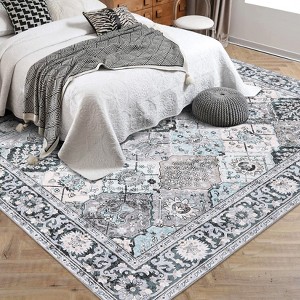 Nasitip Modern Area Rug,Machine Washable Rug Carpet, Stain Resistant Non-Slip Ultra-Thin Print Rug - 1 of 4