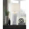 Signature Design by Ashley Lanwell Poly Table Lamp, Antique Gray, Fluted Base, 24" Tall, Drum Shade - 2 of 4