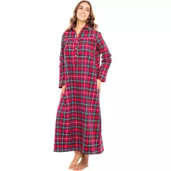Alexander Del Rossa Women's Classic Winter Nightgown Sleep Dress with Pockets, Cotton Flannel Gown in Christmas Colors