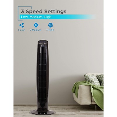 Black 36-Inch Digital Oscillating Tower Fan with Remote