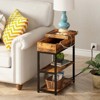 End Table With Charging Station, Narrow Nightstand, Flip Top Side Table With USB Ports And Storage Shelves, for Small Spaces, Bedroom - 2 of 4