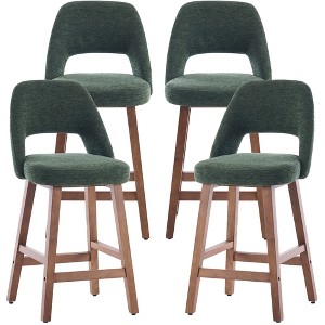 YOUNIKE Counter Height Bar Stool 26 Inch Modern Farmhouse Barstools with Solid Wood Legs Upholstered Bar Height Chair Boucle Fabric - 1 of 4