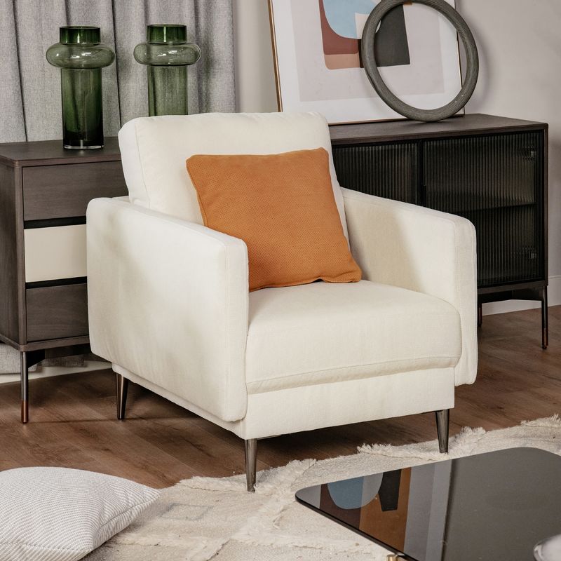 Costway Modern Upholstered Accent Chair Single Sofa Armchair Living Room Funiture White\Grey, 2 of 11