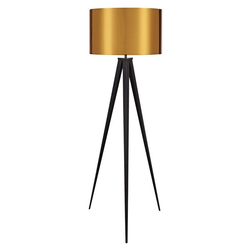 Allora Mid-Century Modern Tripod Floor Lamp with Drum Shade - Teamson Home, 4 of 8