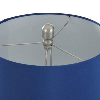 Blue and Cream Ceramic Table Lamp with Steel Accents